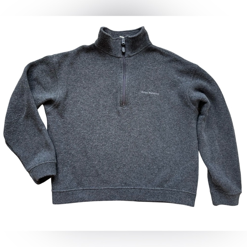 Royal Robbins Charcoal Quarter Zip Sweater Wool Blend Size XL
